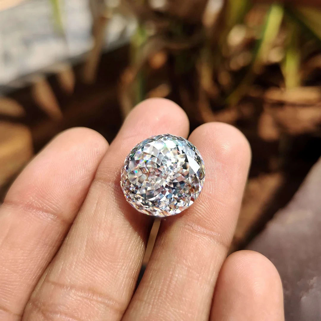 5.00 Ct Round Antique Portuguese Cut Moissanite 11.50 MM – FL, D Color Certified