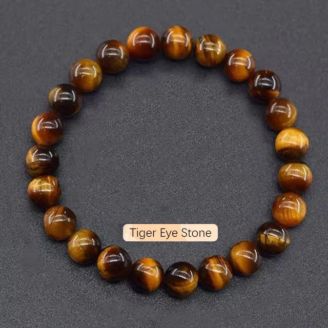 Tigers Eye Amethyst Red Agate Natural Stone Elastic Bead Bracelet Body Purifying