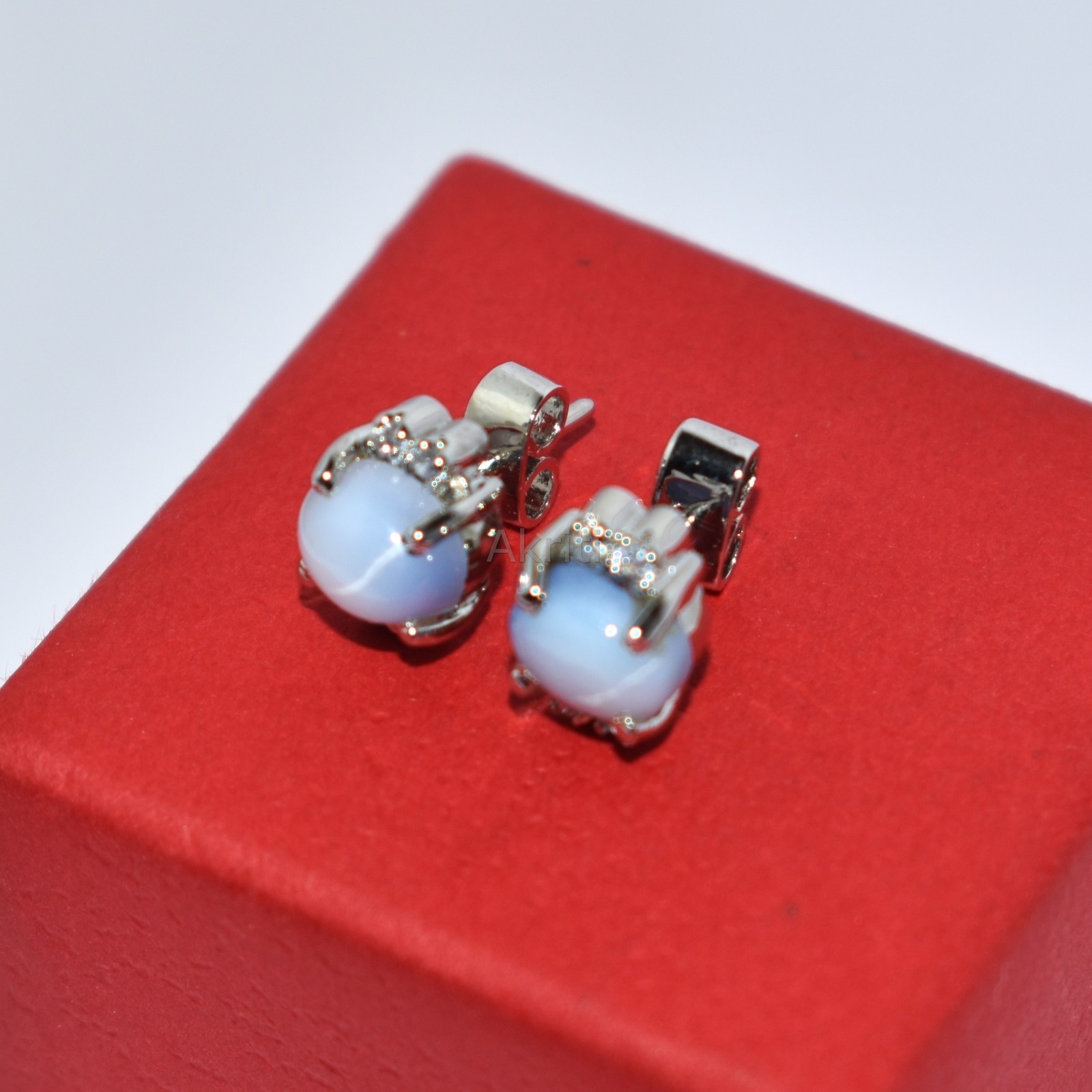 Positive Power Lab Lindy Star Sapphire & CZ Diamond 925 Sterling Silver Stud