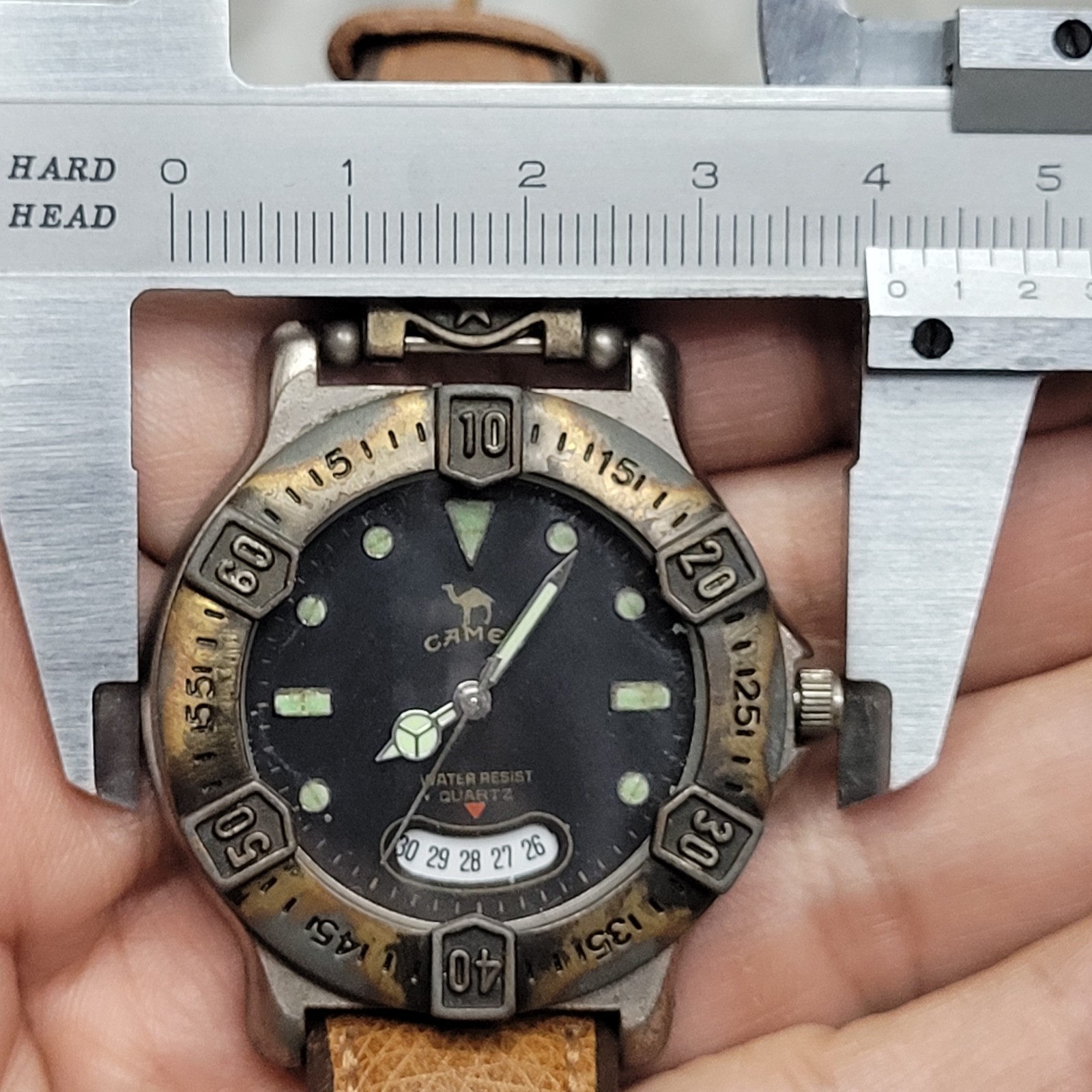 CAMEL TROPHY Quartz 10 ATM Model Safari Trophy Leather Belt Glow in Dark