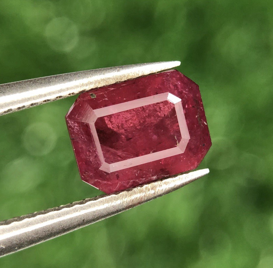 Natural Rubellite Tourmaline 1.15 Ct Emerald Cut Afghanistan Gemstone