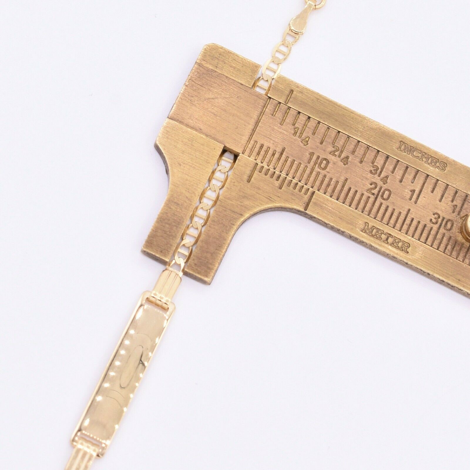 2.5mm Mariner Chain ID Baby Kids Bracelet Real 10K ALL Yellow Gold 5.5″