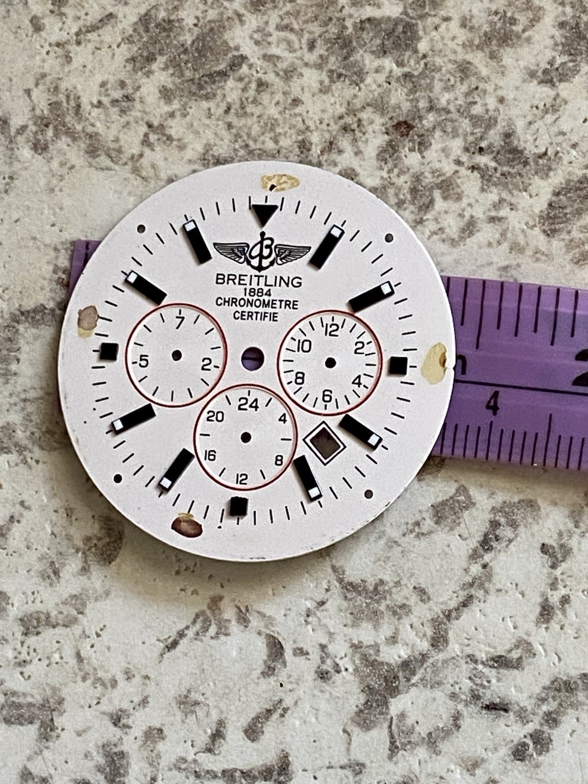 Custom Breitling Chronograph 1884 Dial Only White Black Red No Chronograph Ring