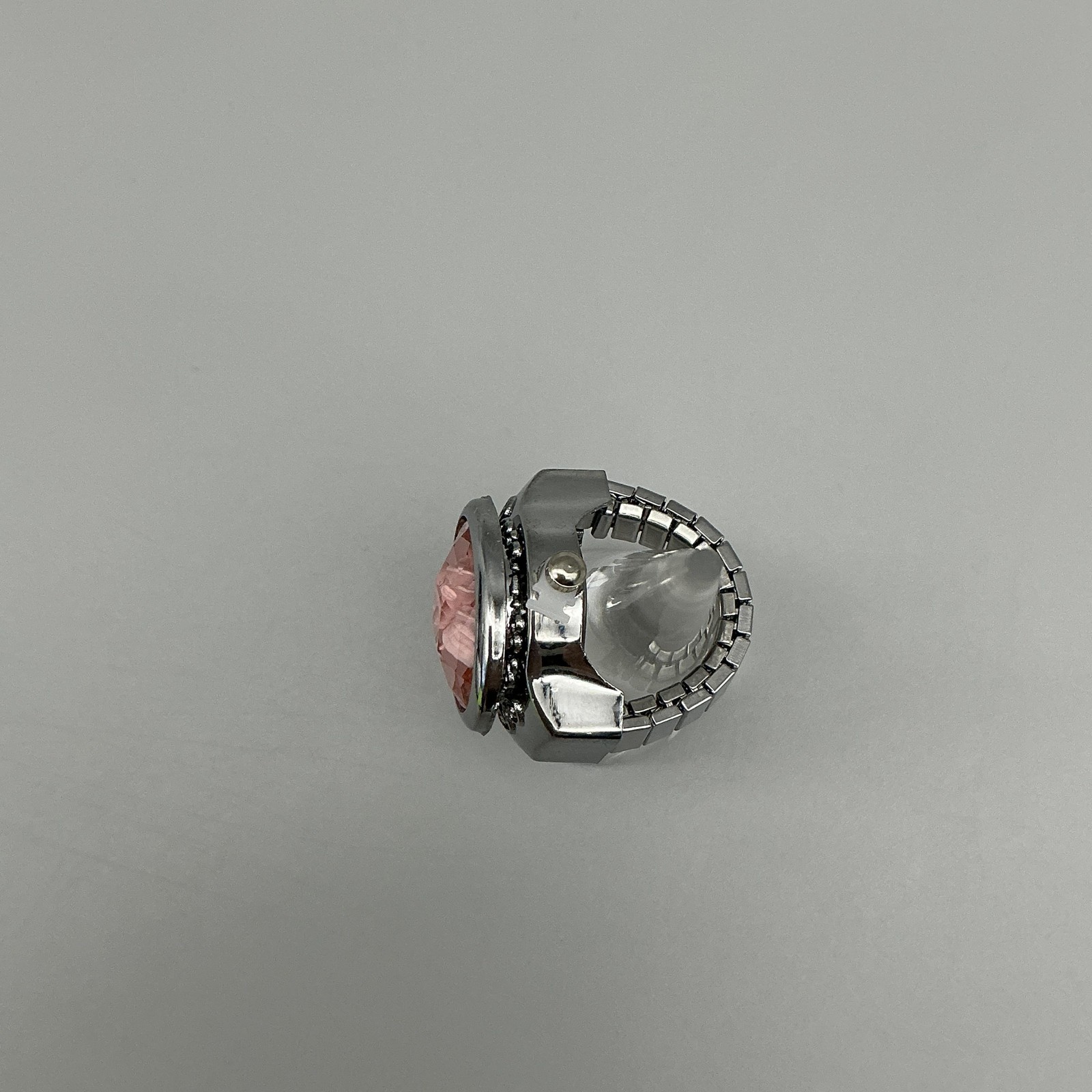 Bozhi Ring Watch Womens 20mm Hidden Dial Pink Crystal Floral New Battery