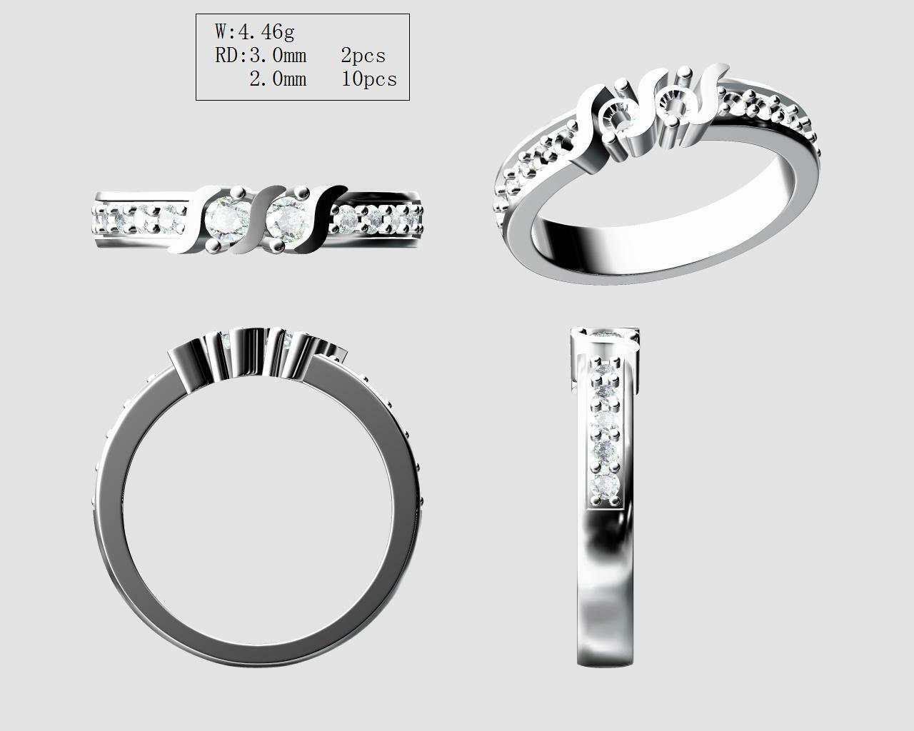 S-Bar With Sides 2 Stone Simulated Birthstone Couples Ring Silver, 10K or 14K