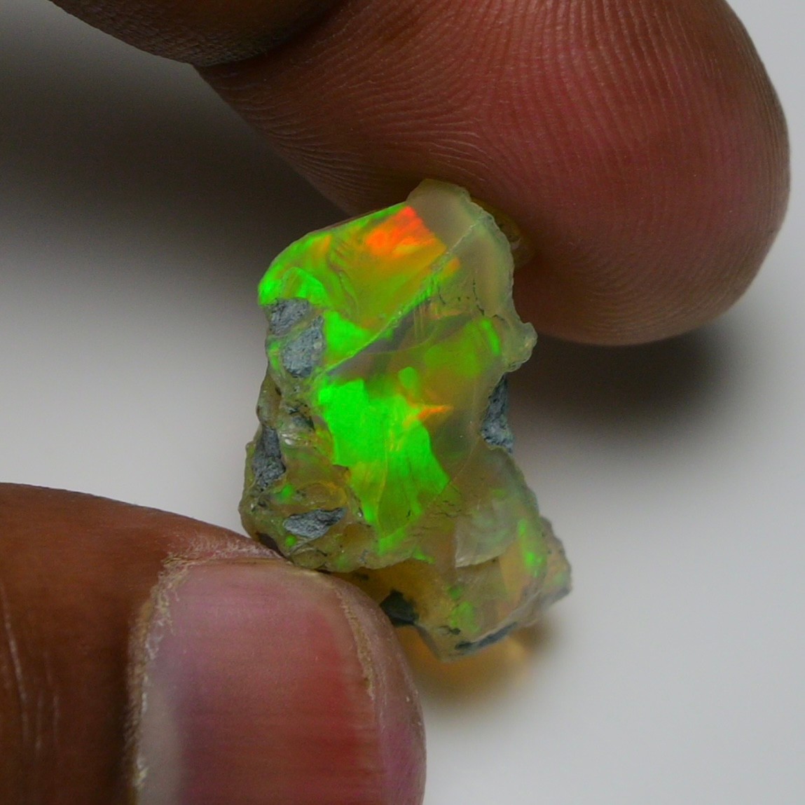Jewelry Grade Black Opal Rough 13.90 Cts, Natural Ethiopian Raw, Green Fire Opal