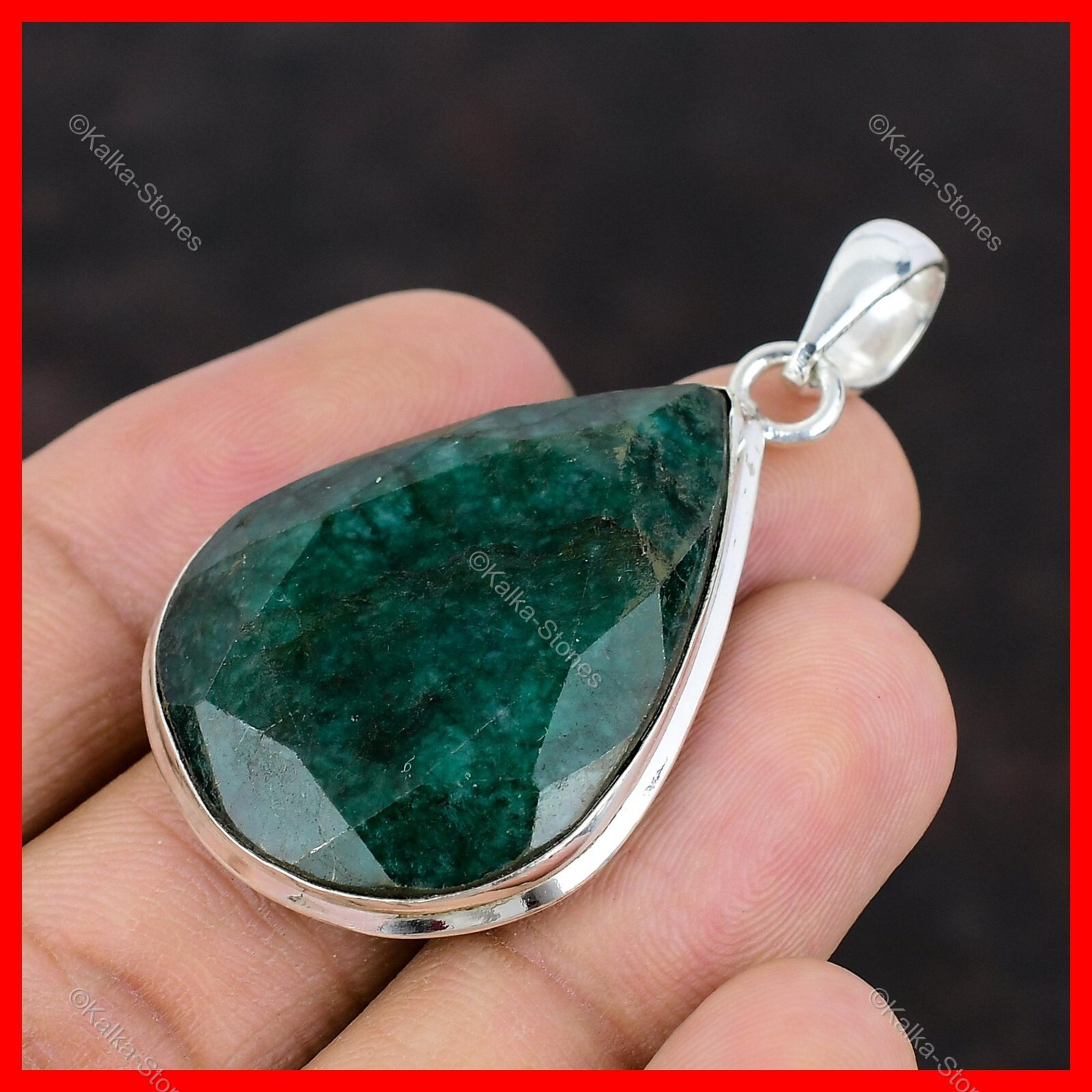 925 Sterling Silver Natural Zambian Emrald Halloween Gift New Pendant Jewelry