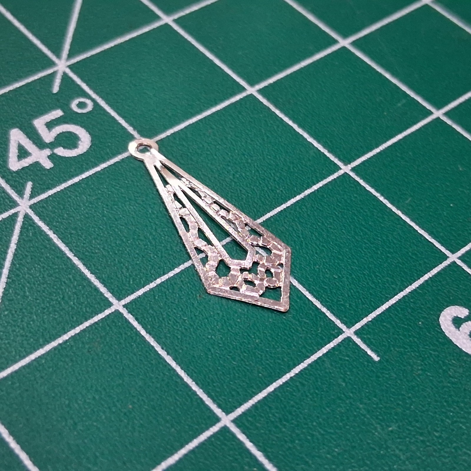 Vintage Polished Stamped Stainless Steel Neck Tie Shaped Teardrop Design Charm