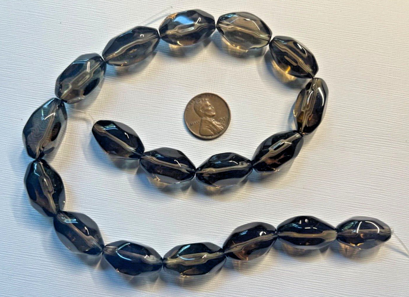 ONE STRAND 16″ SMOOTH FACETED NUGGETS SMOKY QUARTZ 20X15 MM BELOW WHOLESALE!!!