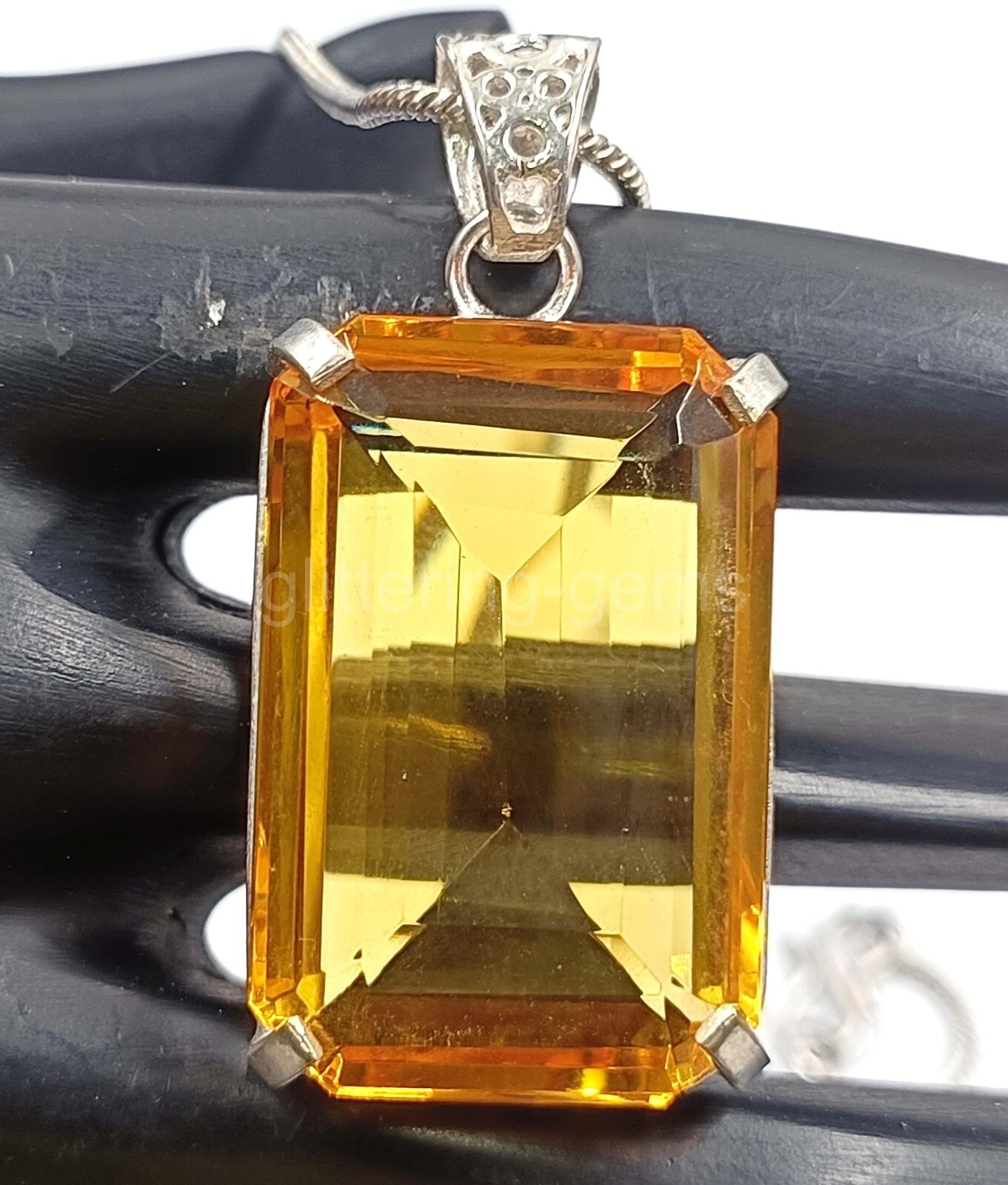 Natural Yellow Sapphire 80 Ct IGL Emerald Cut 925 Solid Silver Pendant Gems 5MSA