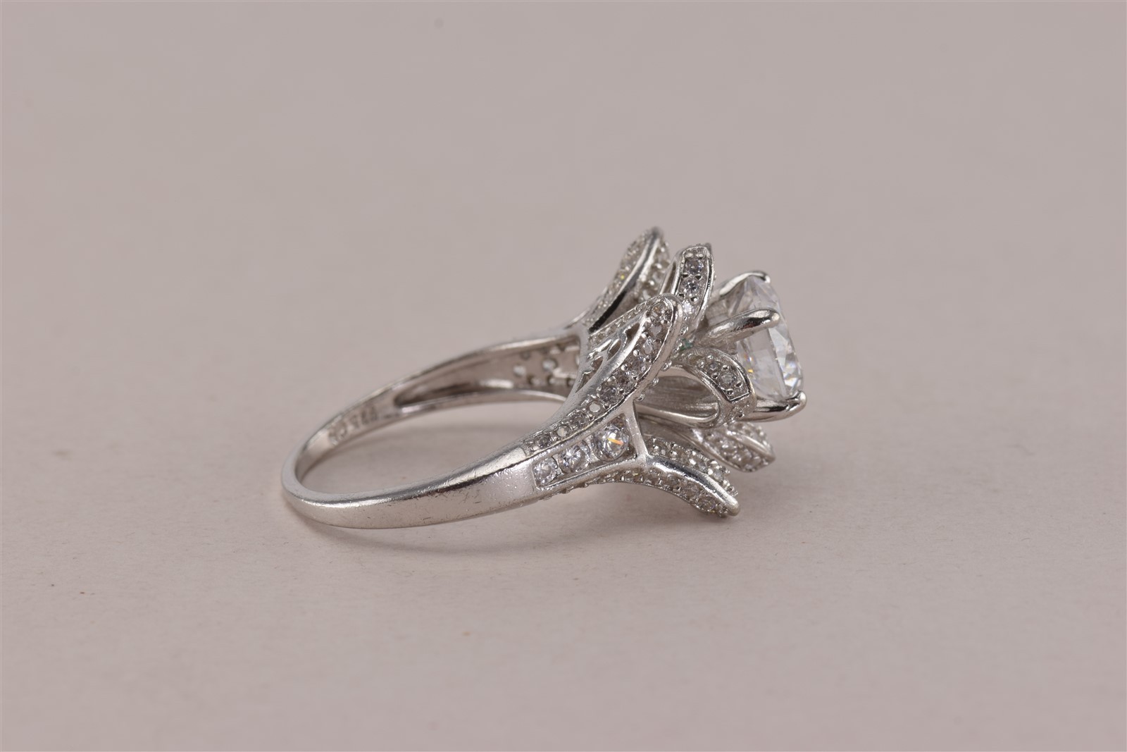 Fuzion Creation Sterling Silver Cubic Zirconia Statement Band Ring 925 Sz: 8
