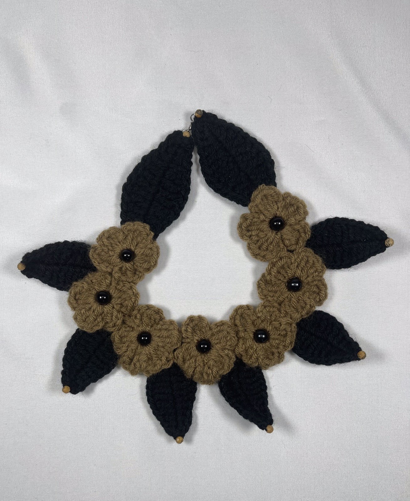 Vintage Handmade Unique Crochet Seven Flowers Choker Necklace By Odythia