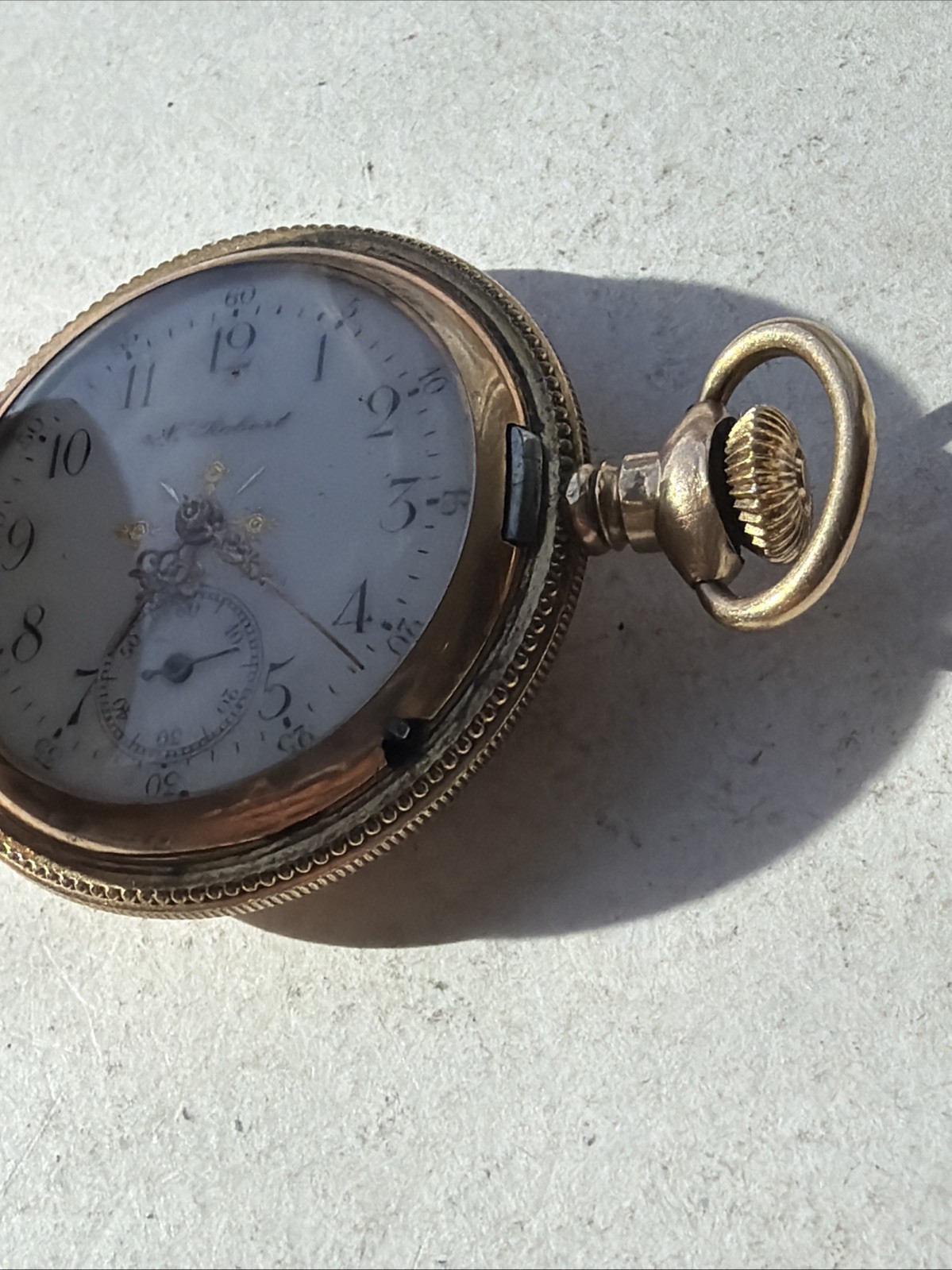 AT24 VTG N Robert 5 Years Gold Filled 36.8mm Pocket Watch Parts Repair As Is**