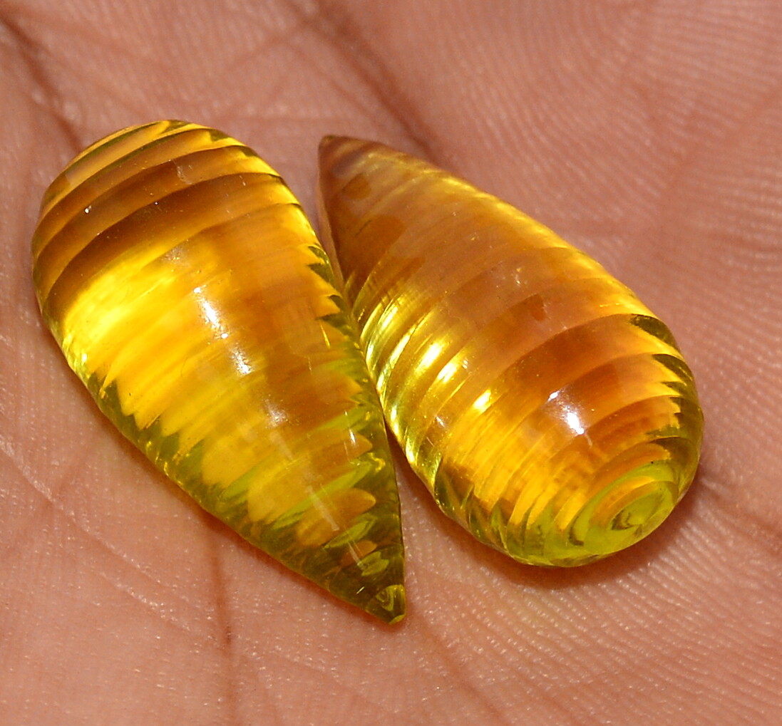 24×12 mm Natural Lemon Quartz Cut Fancy Tear Drops Pair 37.31 Cts Loose Gems