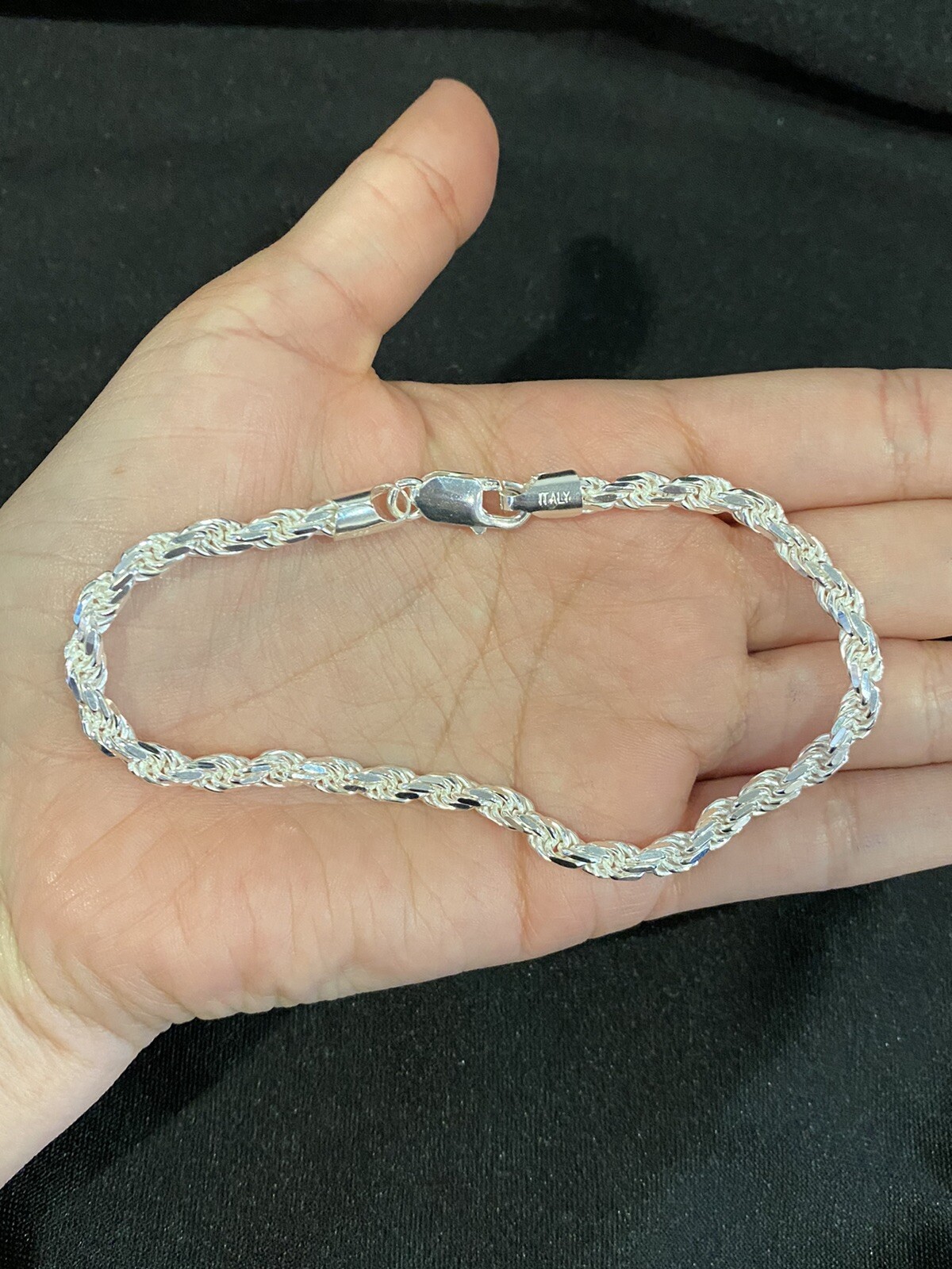 .925 Sterling Silver Men’s Male Women’s Twisted Rope Chain Bracelet 8.5 inches