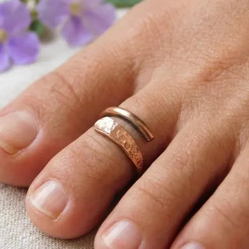 Solid Pure Copper Brass Minimalist Healing Toe Ring, Handmade, Unisex, 2 pc