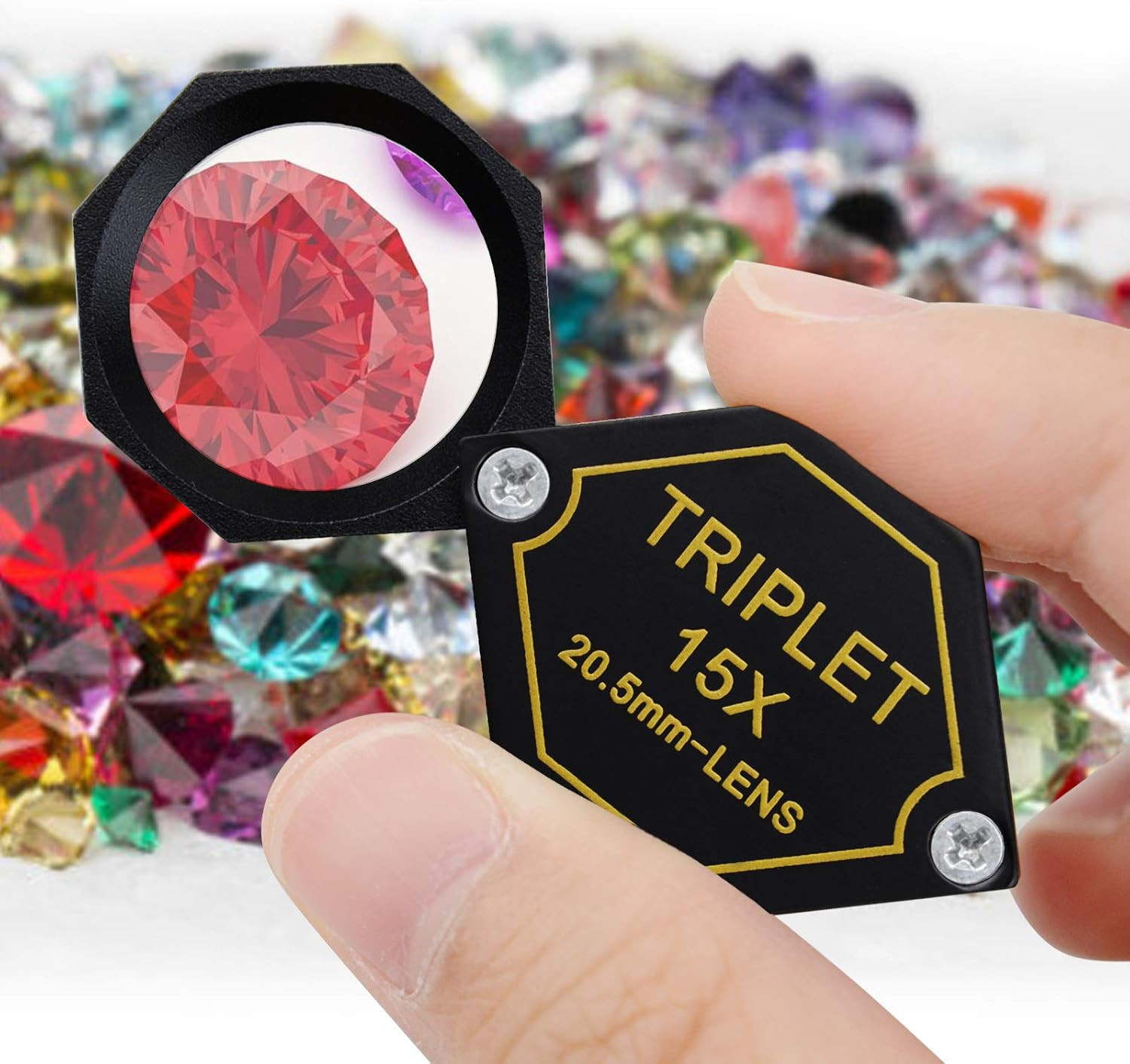 15X Magnifier Jewelry Loupe 20.5Mm Triplet Lens Optical Glass Pocket Gem Magnify