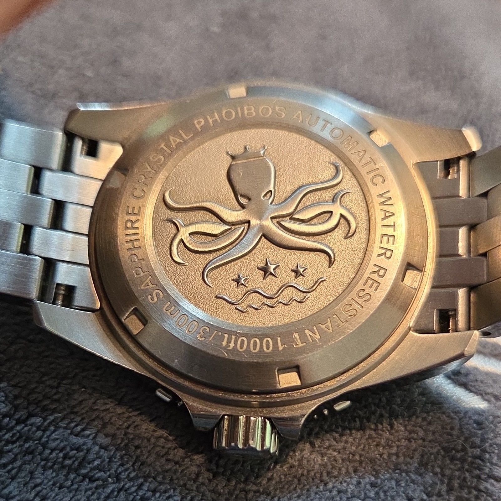 Phoibos Automatic Diver Watch 300m Black Dial Date Stainless Steel Bracelet