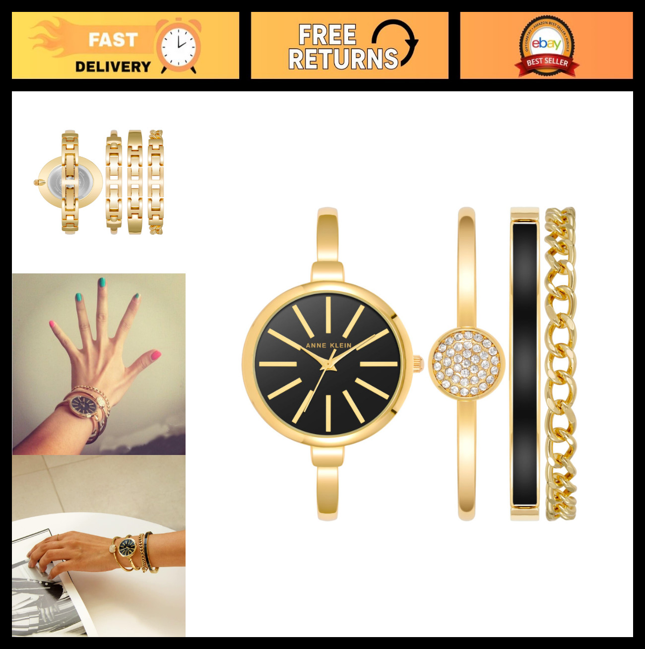 Elegant Women’s Bangle Watch & Bracelet Set – Stylish Jewelry Gift for Her