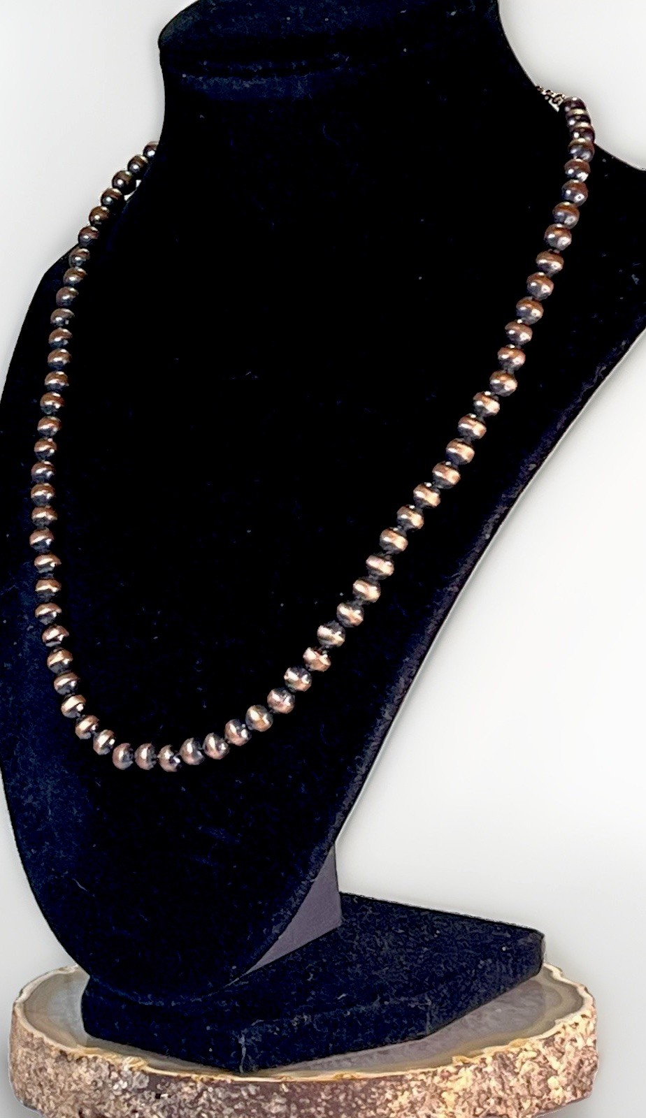 Southwestern 5mm Solid Copper Desert Pearl Hand Strung Necklace 18-20” 15.1g