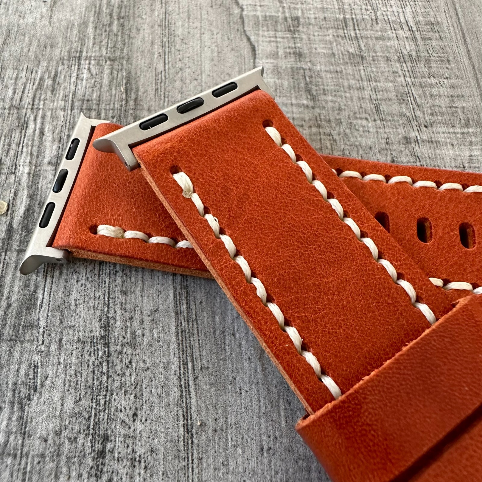 For NEW Apple Watch Ultra 1 2 49mm Dark Orange Leather watch Band Strap