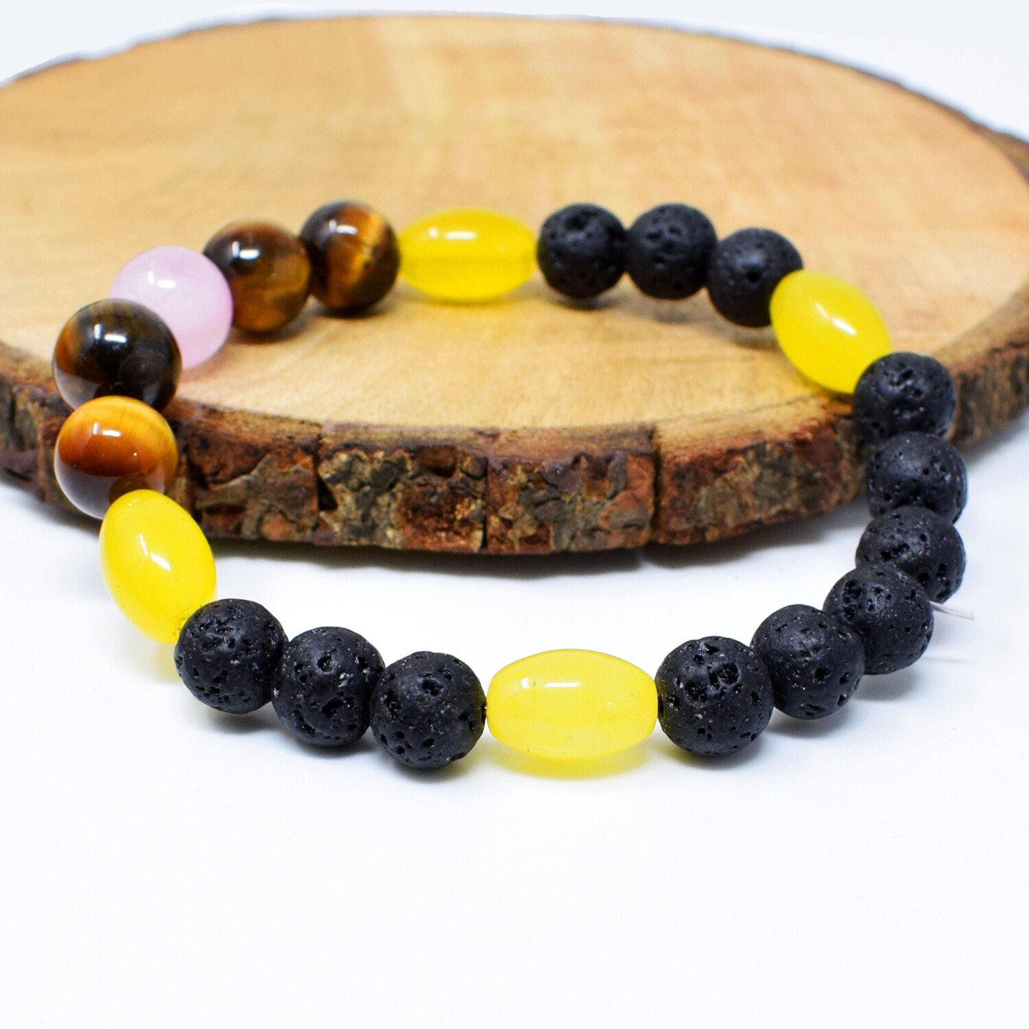 100.00 Cts Natural Onyx ,Tiger Eye & Lava Stone Stretchable Bracelet NK 14A5