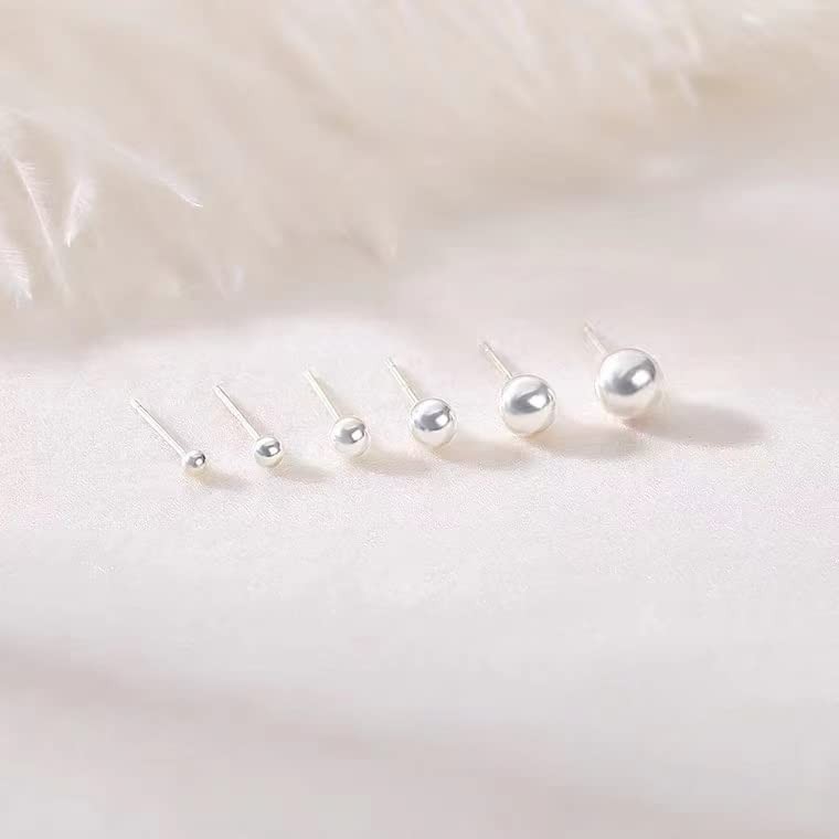 Small Silver Stud Earrings for Women: Hypoallergenic Sterling Silver Round Ba…