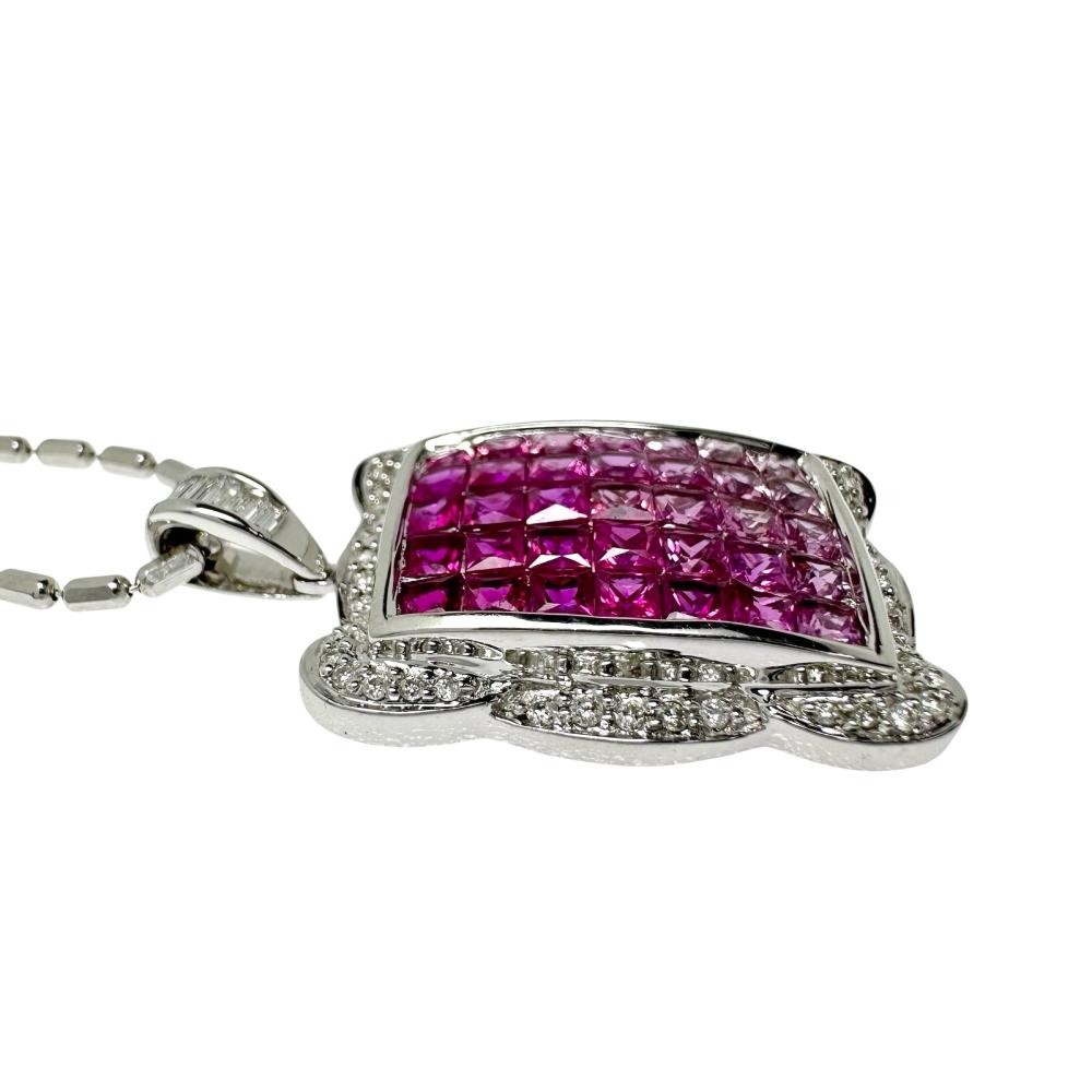 Pink sapphire 1.90ct total Ruby 1.40ct in total diamond 0.25ct in total Neck…
