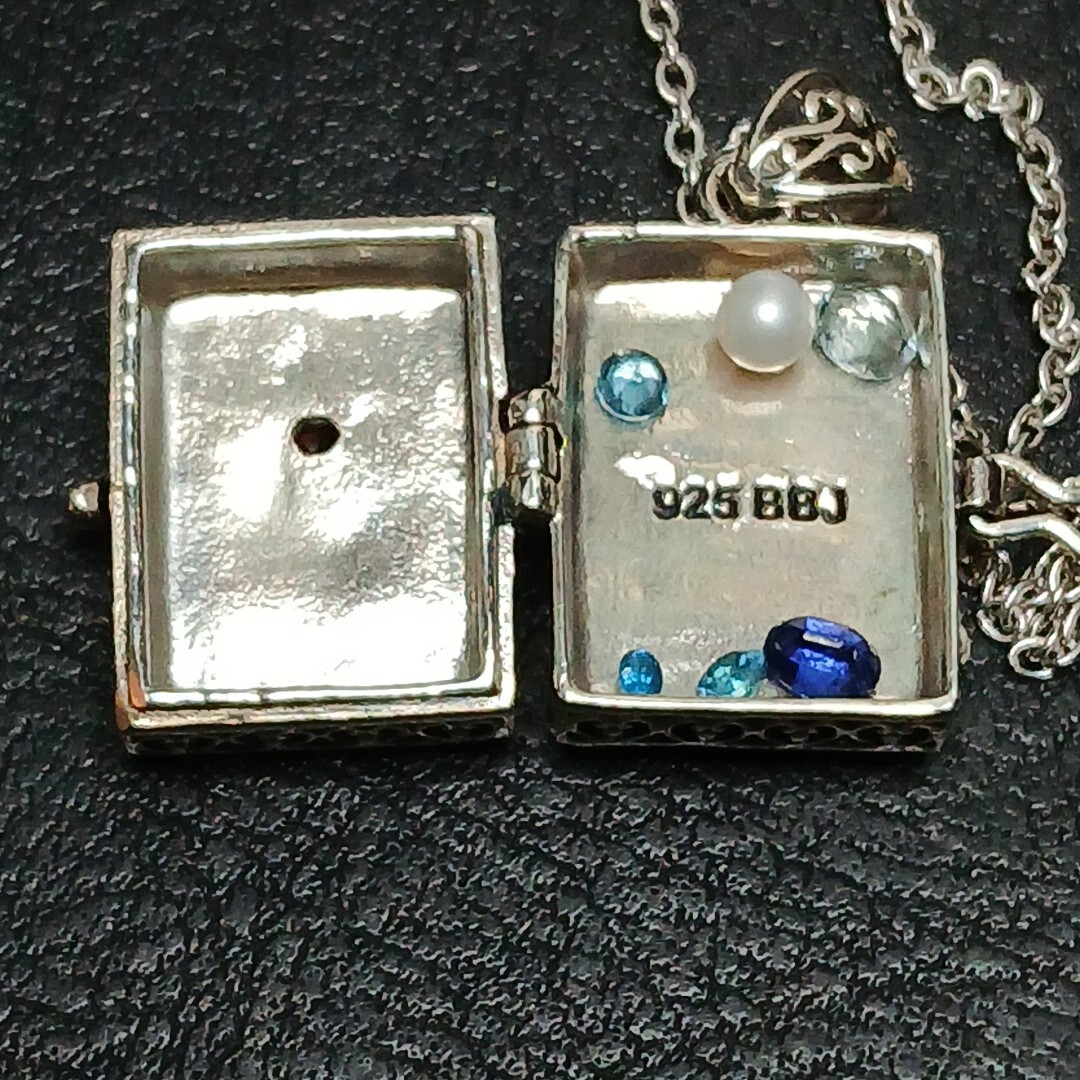 STERLING SILVER 925 BBJ Bangkok Chain Necklace Preyer Locket Box Garnate. 11-709