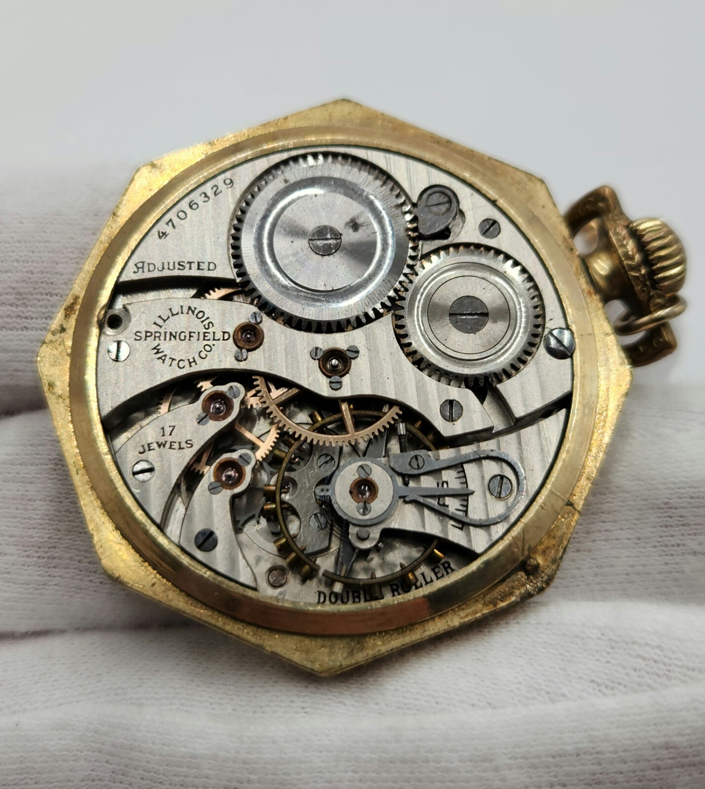 Illinois Supreme Double Roller Octagonal Pocket Watch – FOR PARTS / REPAIR