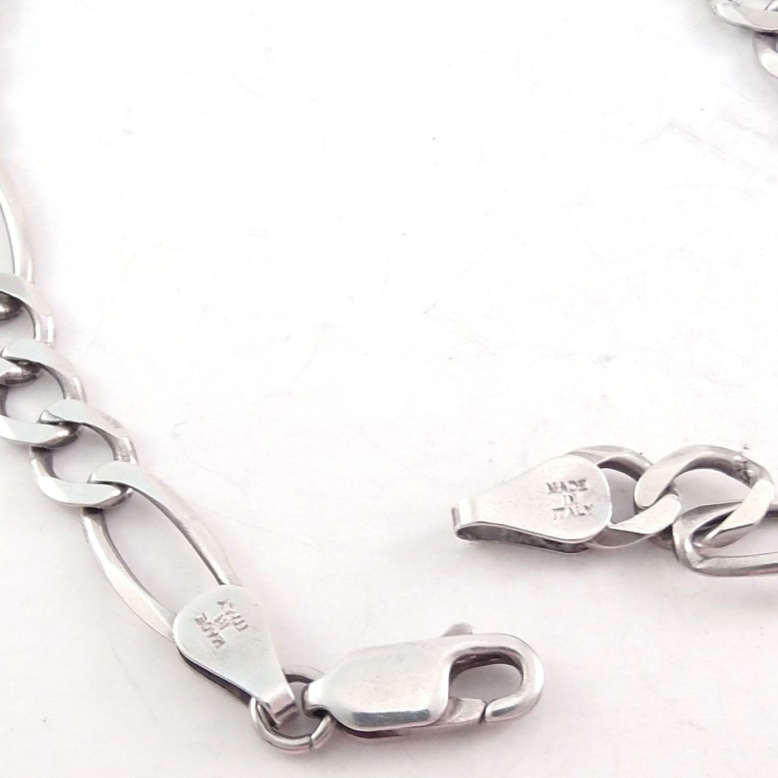 Vintage Milor 925 Solid Sterling Silver Figaro Link Bracelet 7.5″ Long 5.7mm