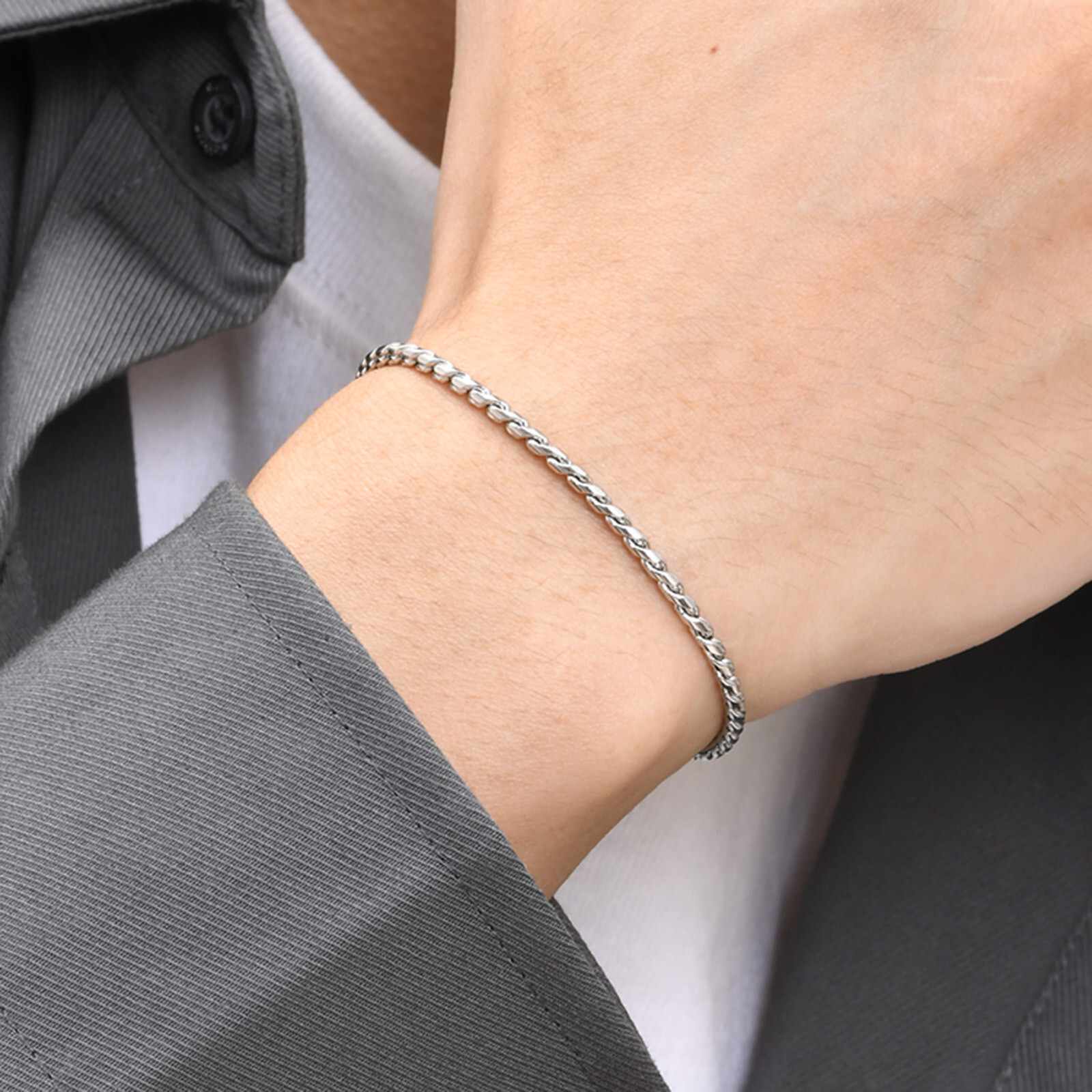 18-23CM Silver Chain Bracelets 2.5mm Women’s Engagement Jewelry Stainless Steel