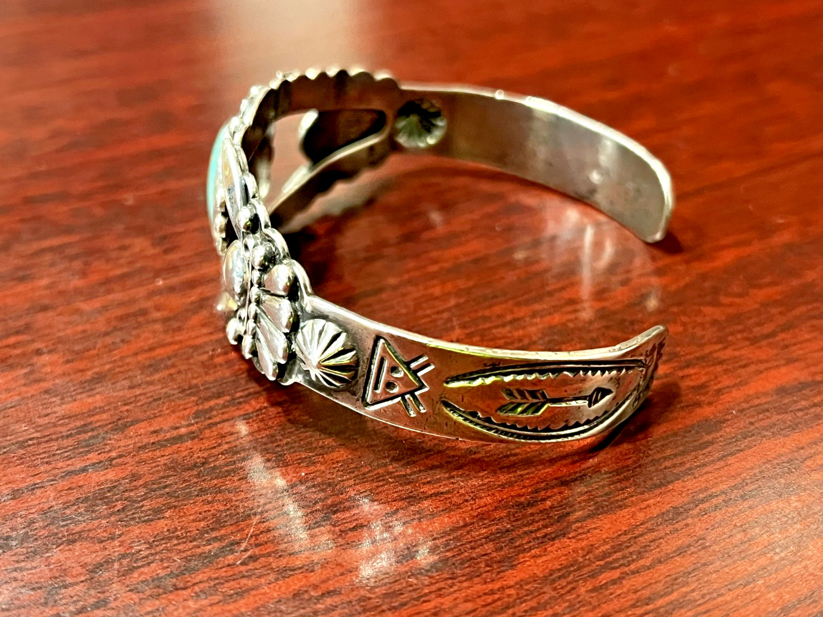Vtg. Bell Trading Sterling Silver Turquoise Cuff Bracelet 6.5″ 20.1 Grams