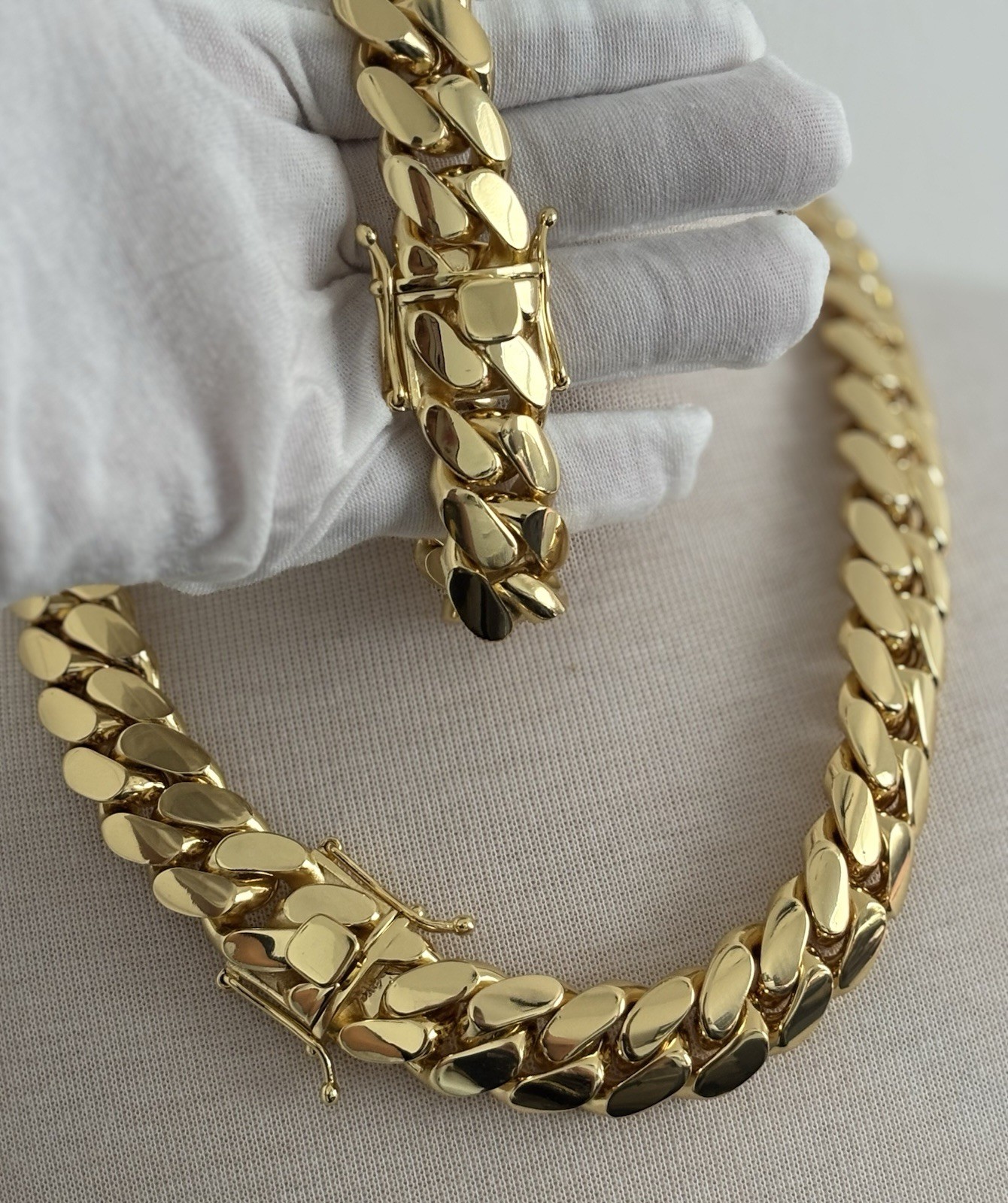 Miami Cuban Link Chain And Bracelet Set, 20mm Handmade Real 14k Gold Plated Set