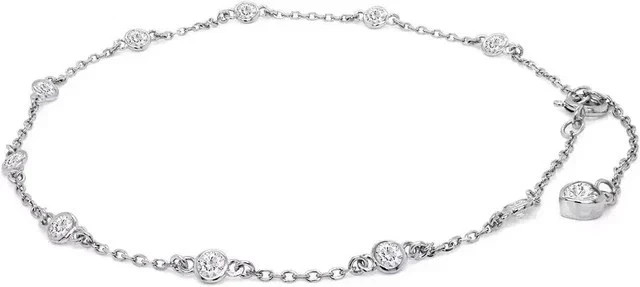 2.00Ct Round Cut Lab Created Diamond Women’s Gift Anklets 14k White Gold Plated