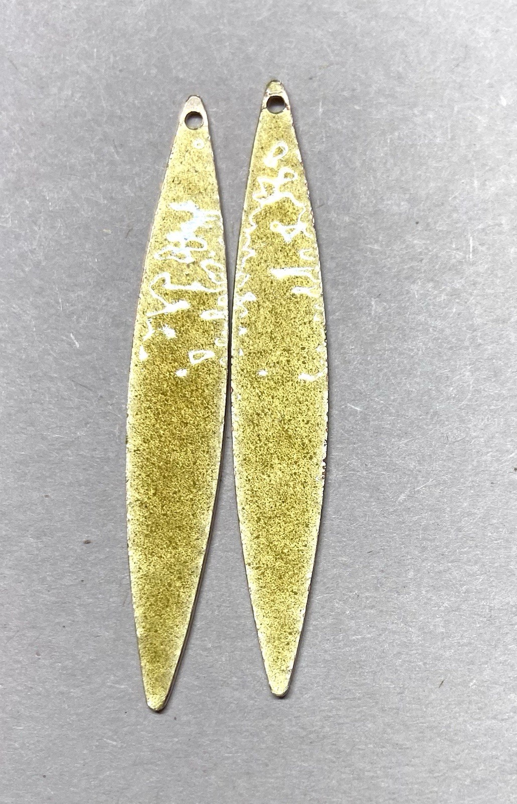8x Vtg. Guilloche Enamel Sterling Silver- 2″ long double pointed charm- Yellow