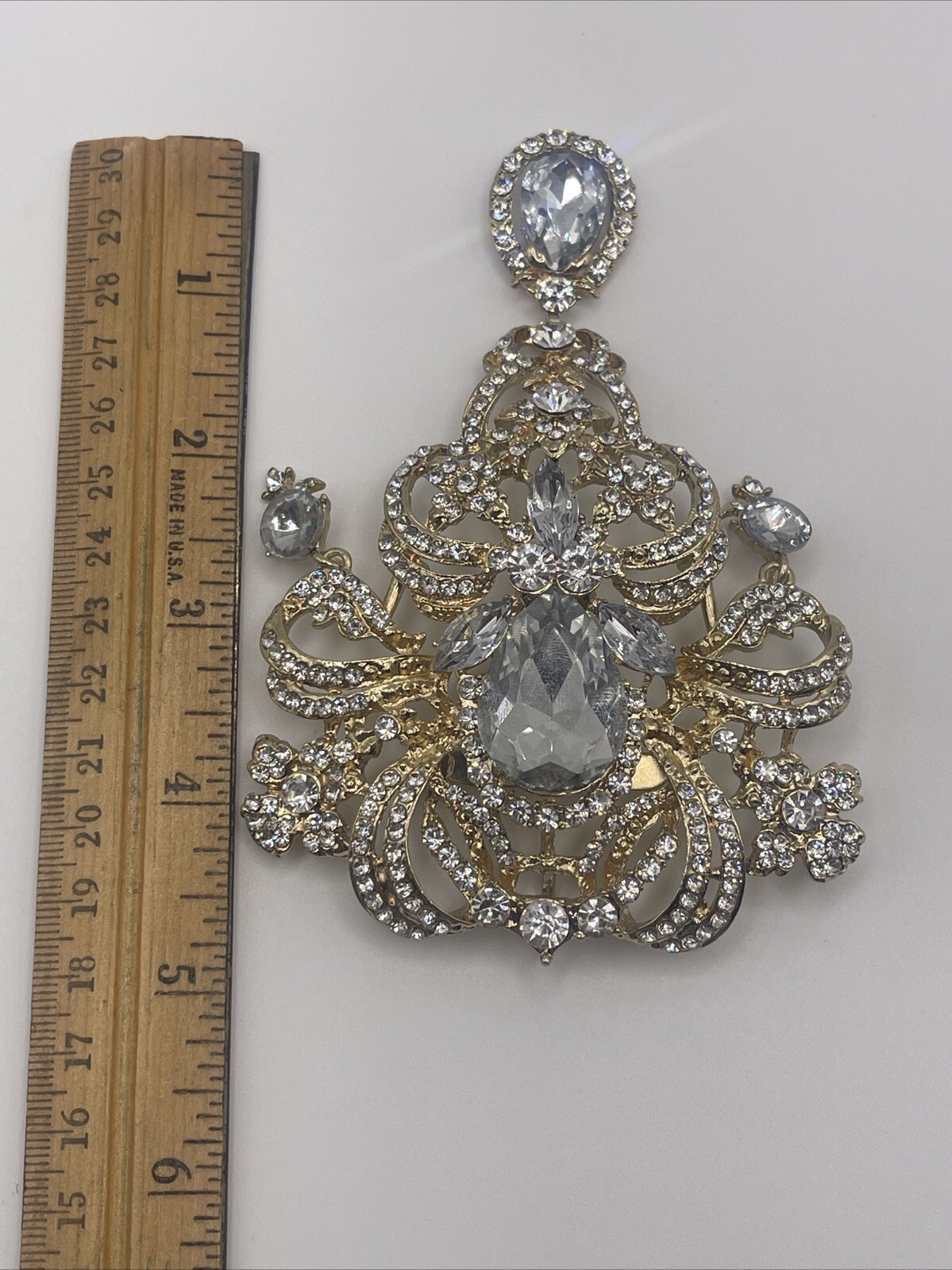 HUGE Chandelier Rhinestone Brooch/Ornaments/Special Occasion Decor 5”x3” ELEGANT