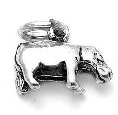Guaranteed 925 Sterling Silver 3D Hippopotamus Hippo Charm Pendant