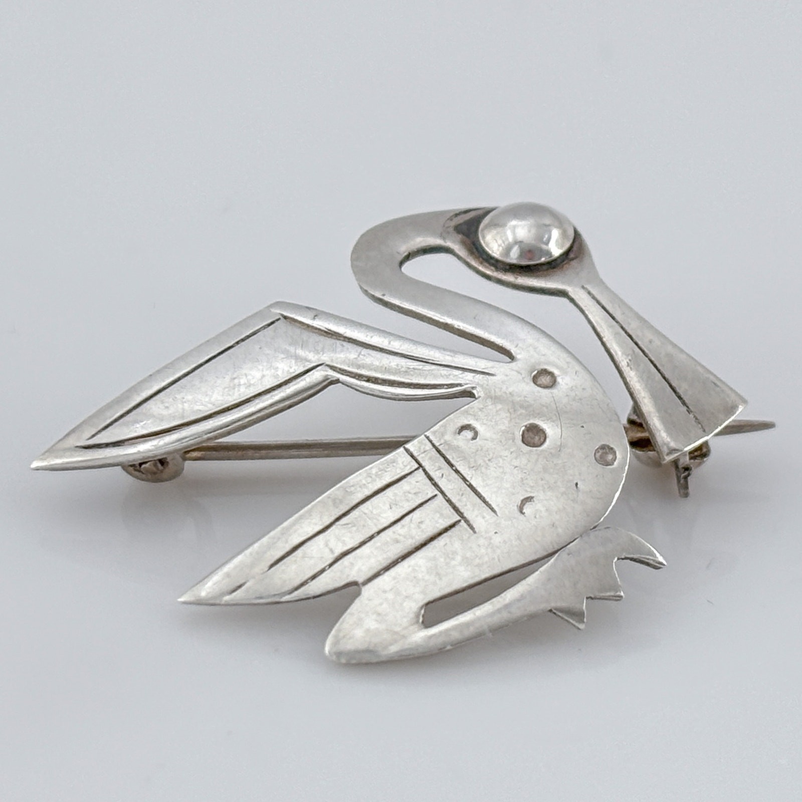 Vintage Sterling Silver 925 Peru Pelican Brooch