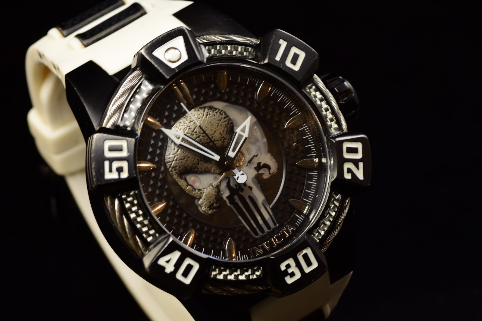 Invicta Men’s Aviator 48mm Multifunction Black Dial Purple Stainless Steel Watch