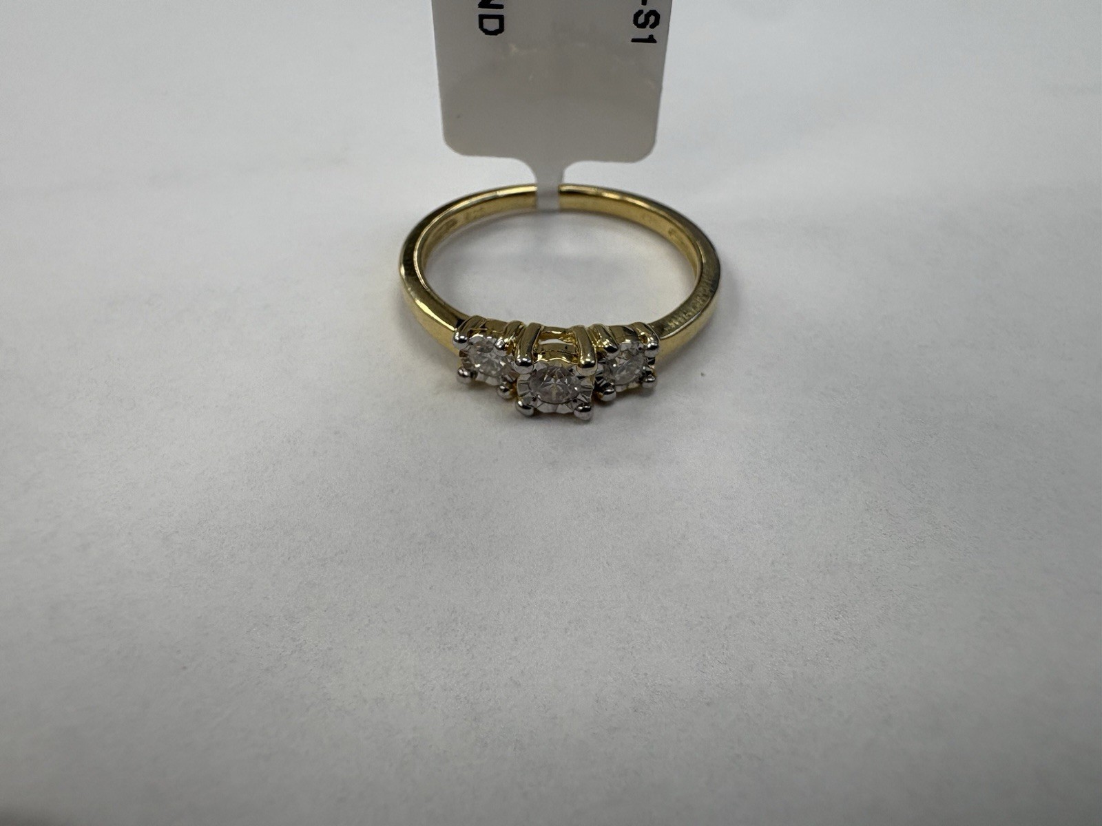 14k .999 sterling silver Gold plated Natural Round Diamond Ring 0.25ctw Sz 7