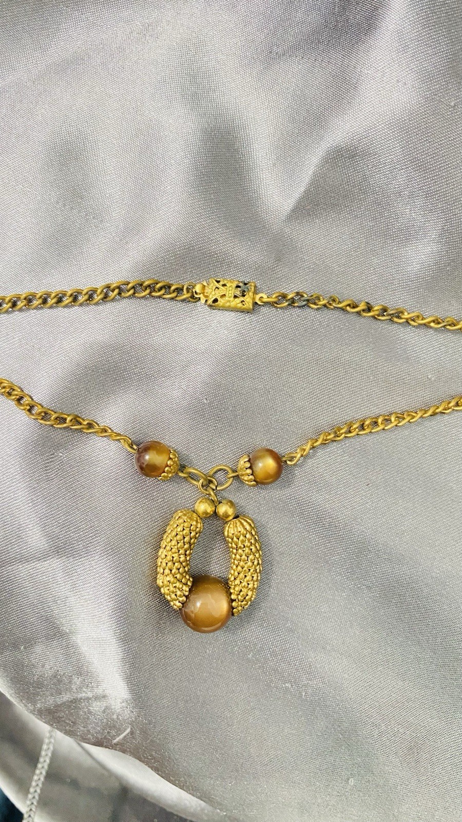 Mcm 20 In Tiger Eye Accent Goldtone Necklace