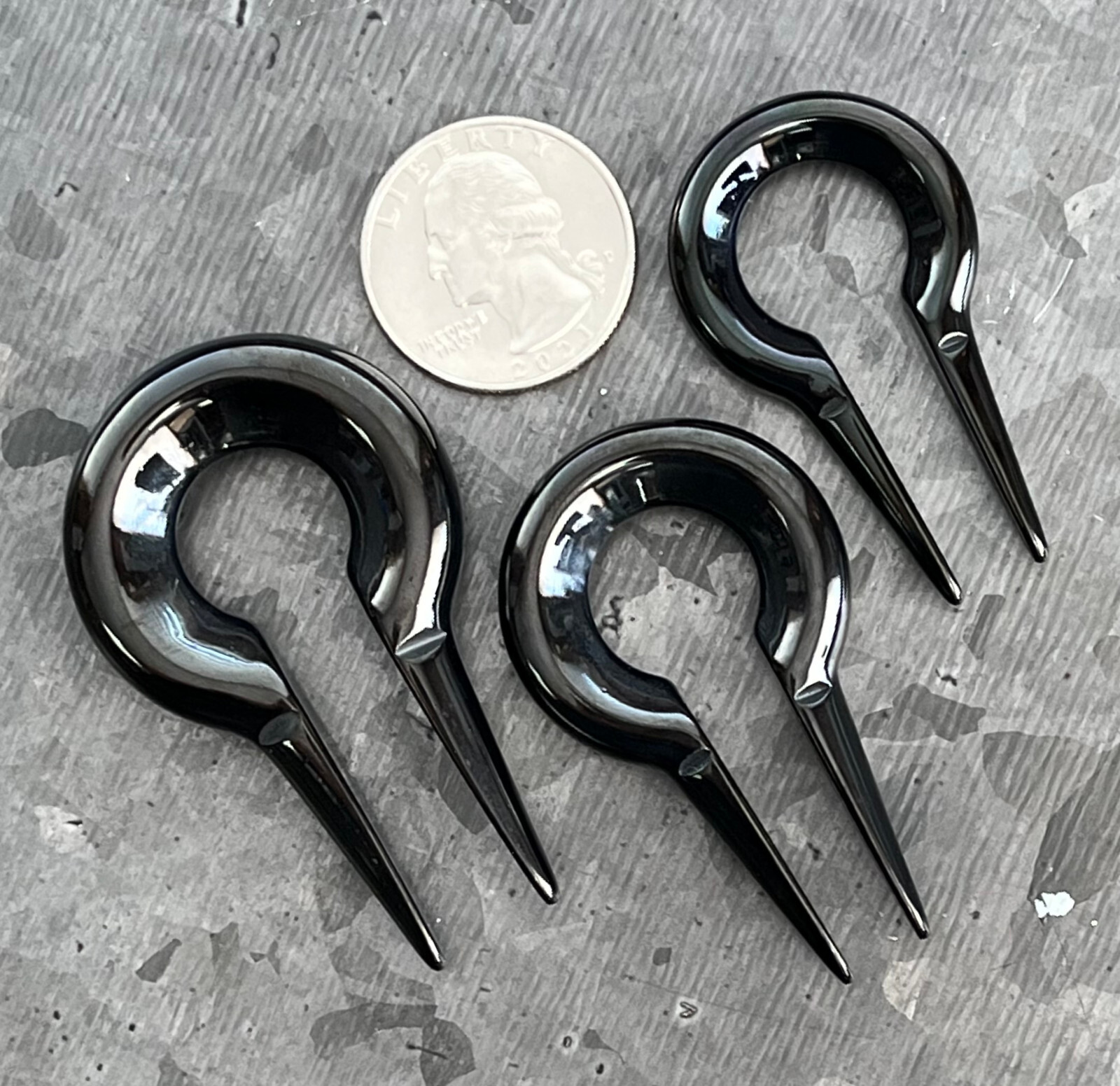 PAIR 316L Surgical Steel Keyhole Hanging Tapers Plugs Ear Weights Body Jewelry