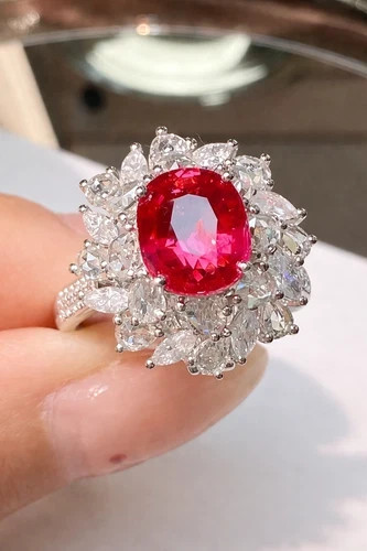 6.45 Ct Natural Ruby & Diamond Engagement Ring Solid 14K White Gold 6 7 8