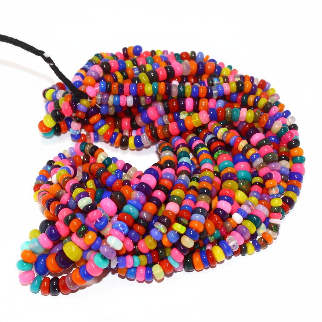 Multi Color Opal Beads Strand 4-5mm Rondelle Gemstone 16 Inch Jewelry Making