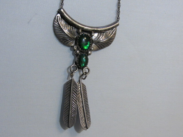 native American Sterling Silver Sharon Cisco Pendant Feather