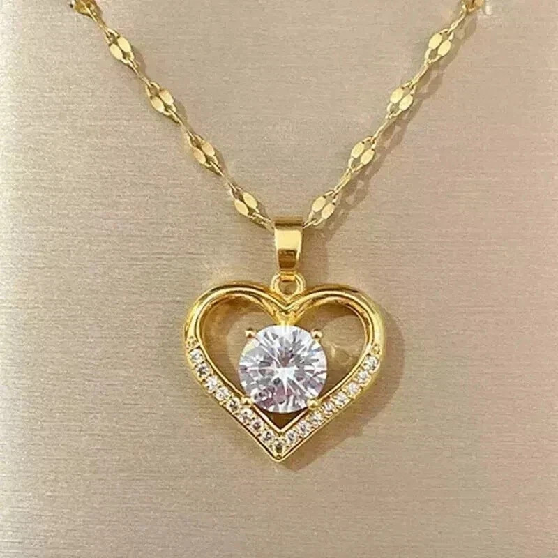 2CT Round Cut Lab Created Diamond Women’s Chain Pendant 14K Yellow Gold Plated