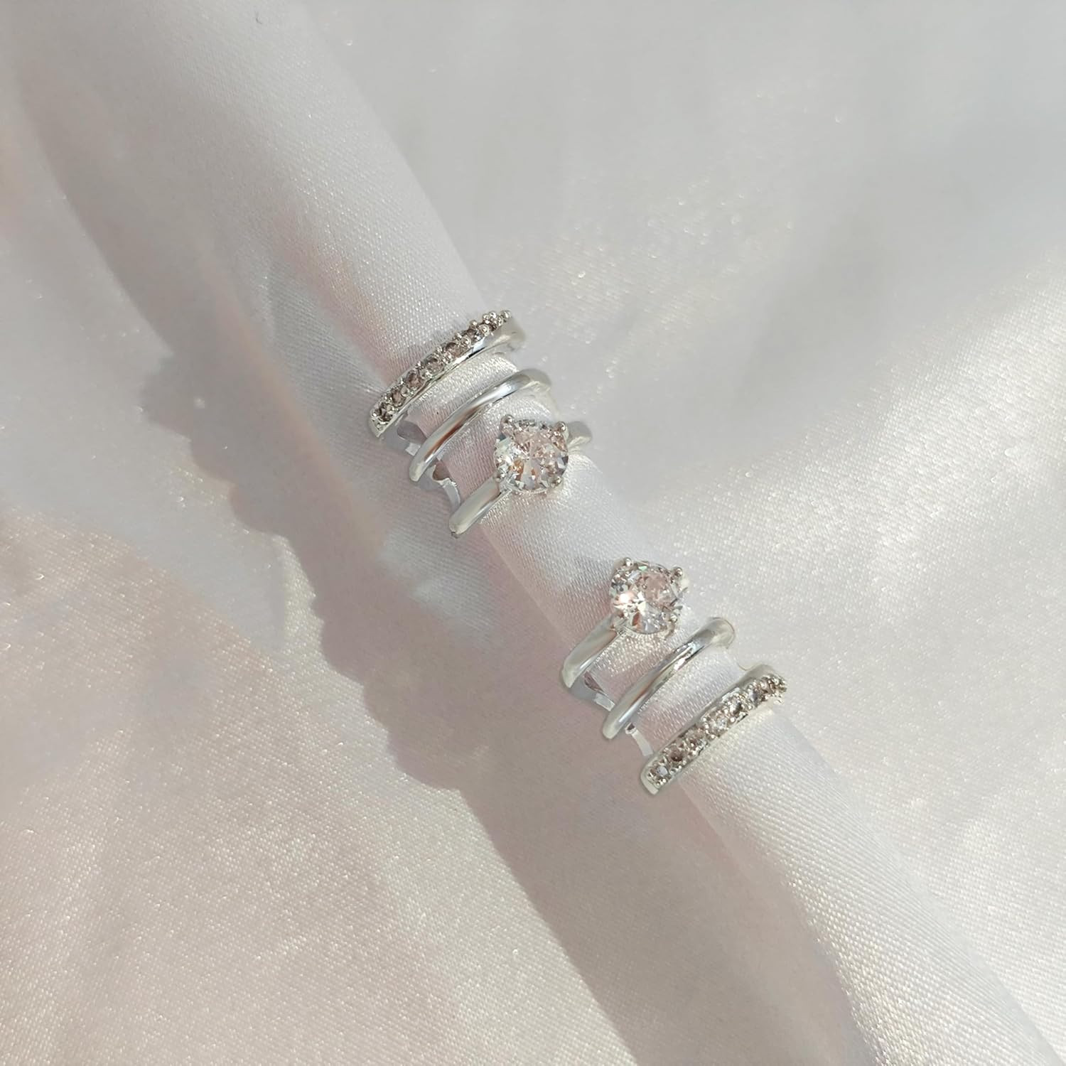 14K Gold Plated Hoop Earrings for Women Triple Huggie Illusion Stud Earring | Do