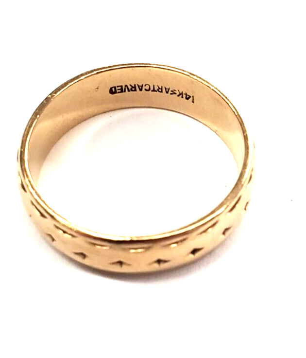 Vintage ARTCARVED 14K Solid Yellow Gold Wedding Band Ring -size 7 / 5.3 grams