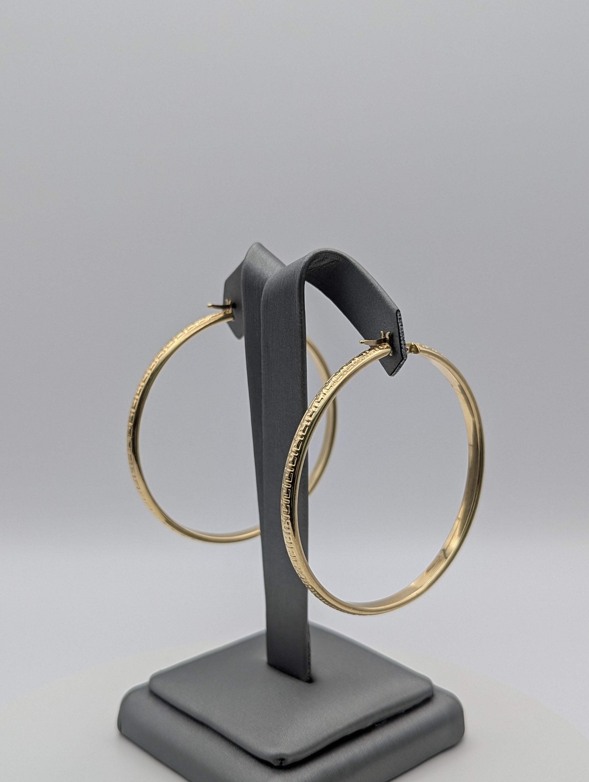 14K YG Greek Key Hoop Earrings